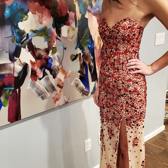 jovani red sparkly dress